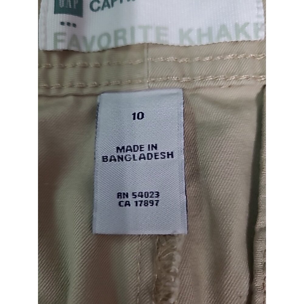 Gap Favorite Khaki Capri Women’s Sz 10 Flat Front Tan Pockets Capri Pants - Picture 7 of 11